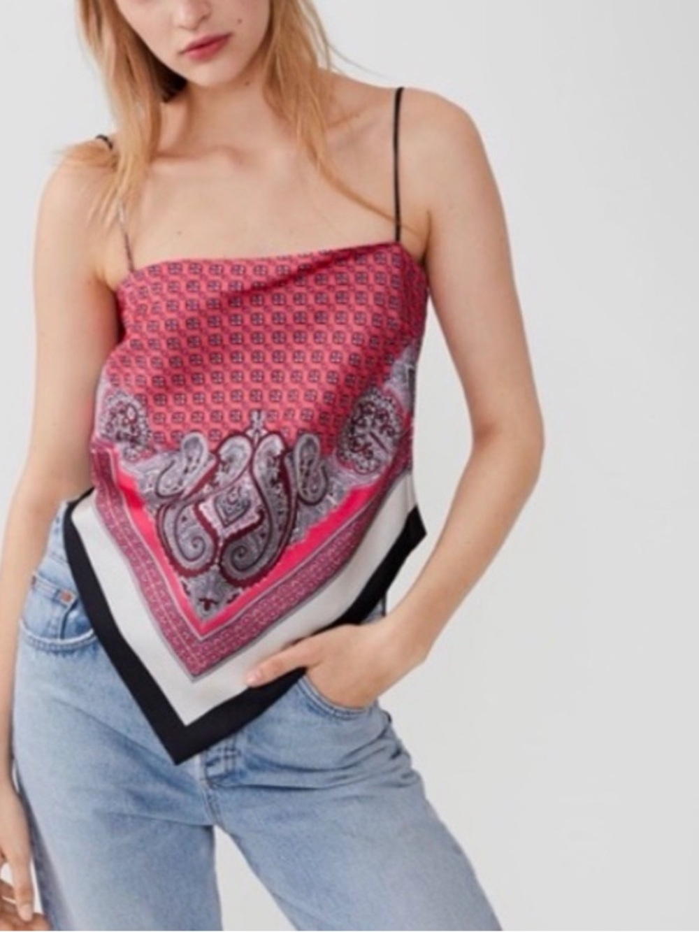 Zara Paisley Scarf Spaghetti
Strap Top Sz bandanna XS-S